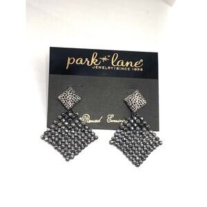 PARK LANE MESH Earrings Dangles Gun Metal Silver Tone New Old Stock Vintage